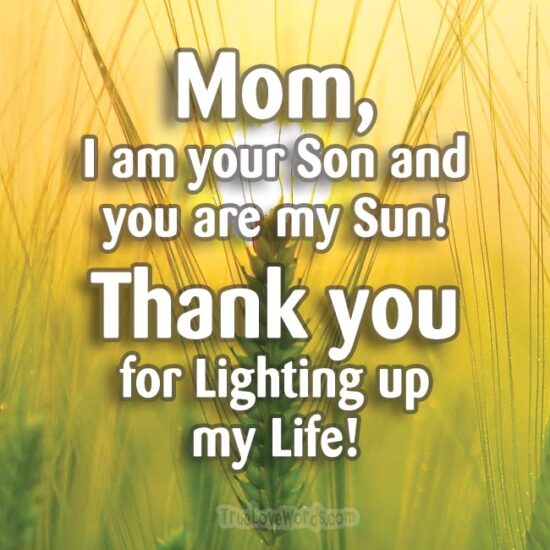 Mom I am your Son and You are my Sun - Thank You Mom