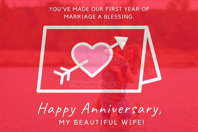 1st year of blessing Happy 1st Anniversary wishes for wife