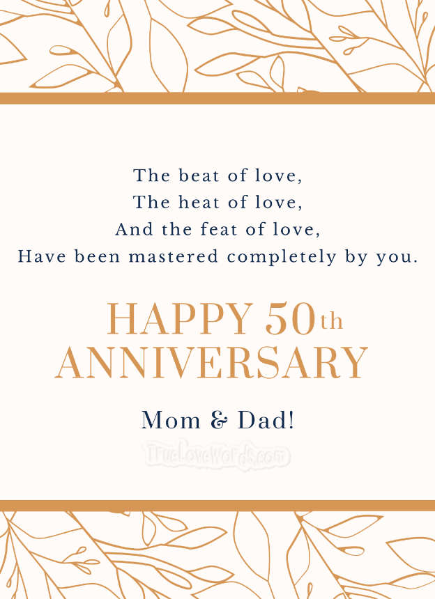 50th Wedding Anniversary Wishes For Parents True Love Words