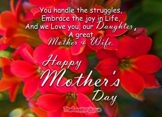 A great Mother and Wife- Mother's day wishes for Daughter